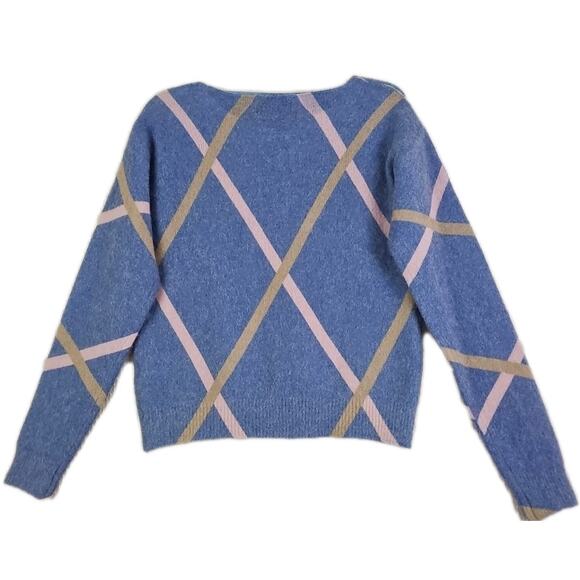 Bianco&Blu ~Woman Size L~ Argyre Blue Mohair Blend Sweater Luxury Made in Italy. - Picture 6 of 13